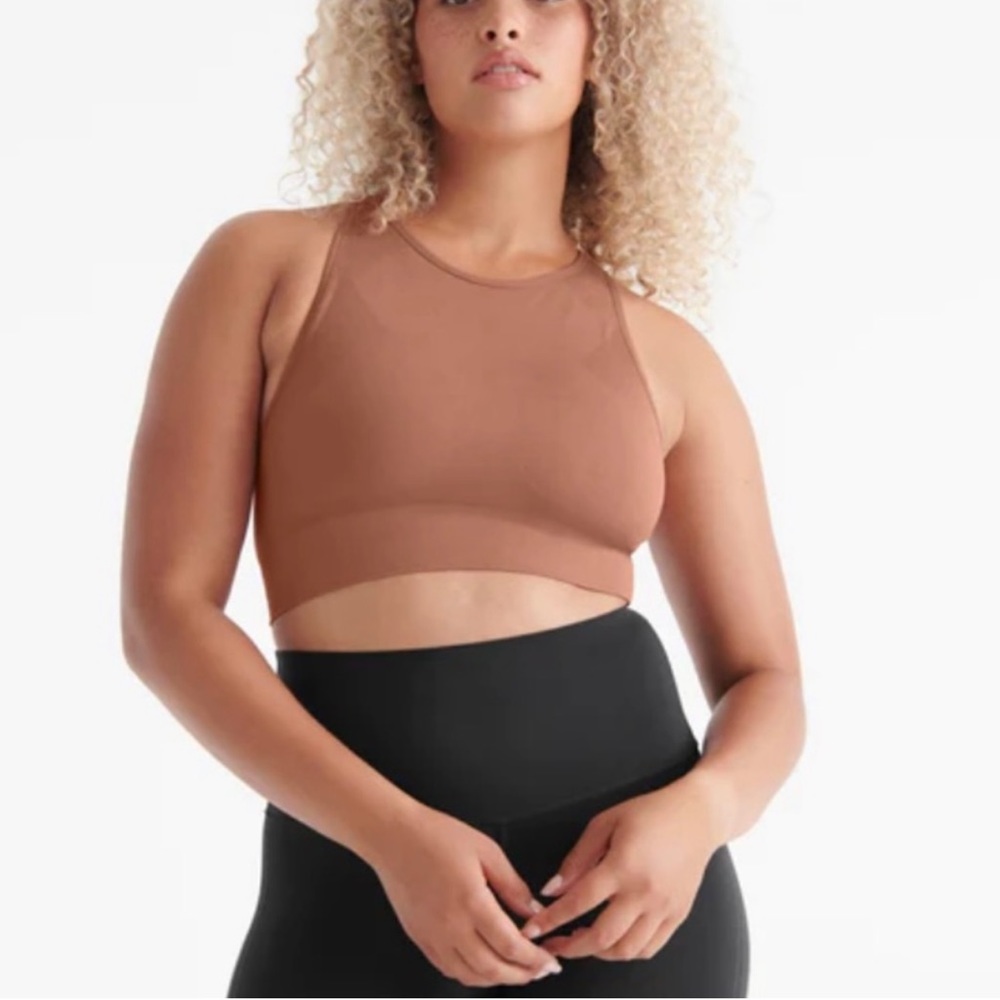 Knix Good to Go High Neck Seamless Sports Bra in Rosewood